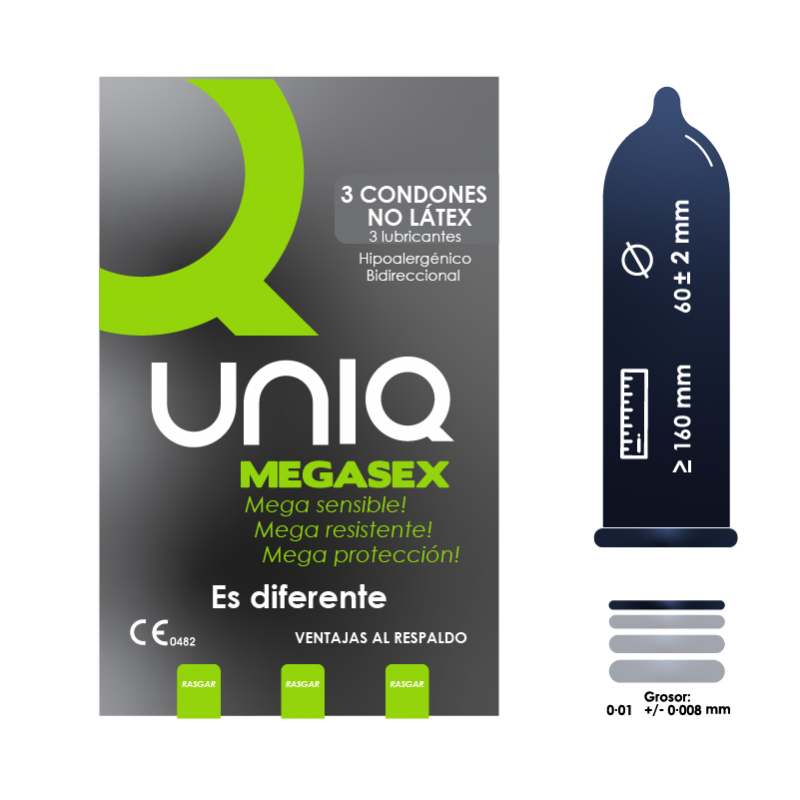 CONDONES UNIQ MEGASEX X 3